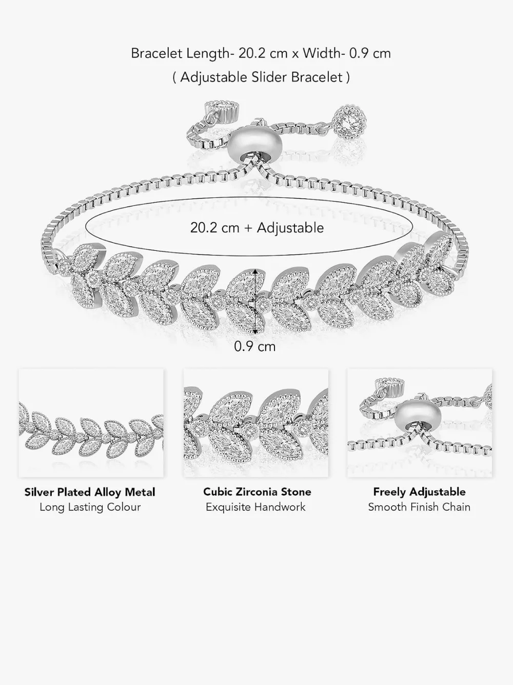 Silver Leaf Slider Bracelet